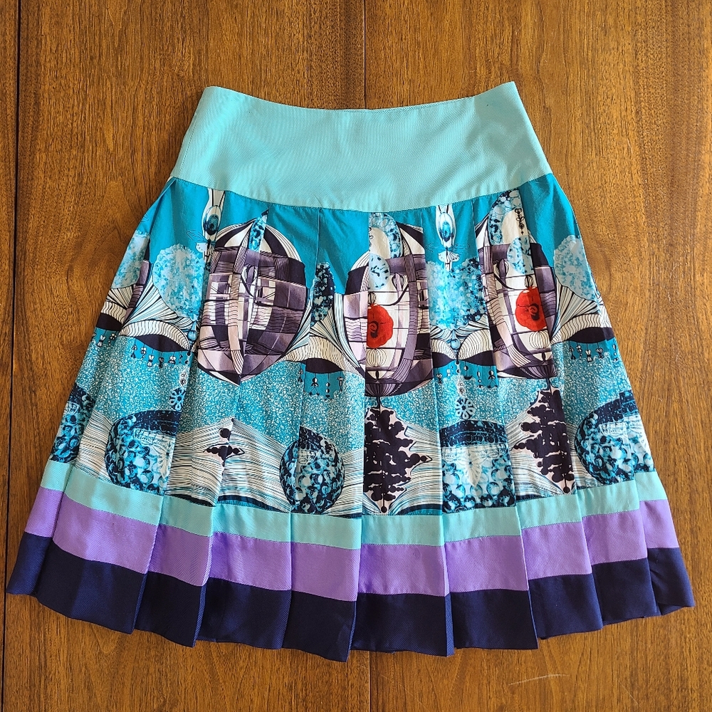 Blue and purple pleated mini skirt by Custo Barcelona hot air balloon